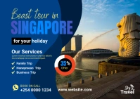 Singapore Travel Agency Banner Ad Design Postcard template