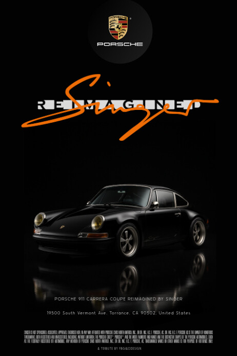 Singer Porsche 911 Carrera Ad poster Cartaz template