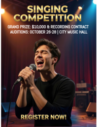 White Singing Audition Flyers Template | PosterMyWall
