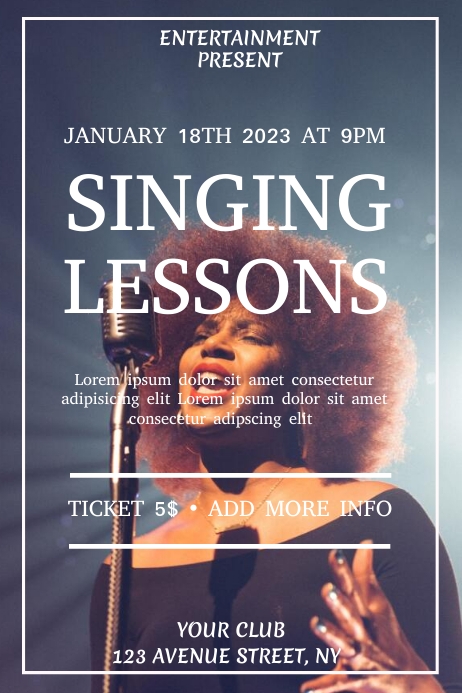 Plantilla de singing lesson advertisement | PosterMyWall