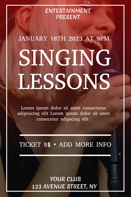 Voice Lessons Advertisement singing lesson advertisement Template | PosterMyWall