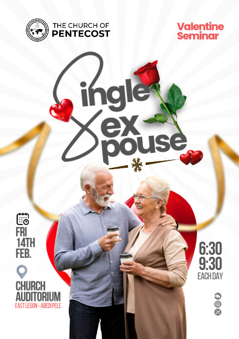 Single, Sex, Spouse Valentine Church Event A4 template