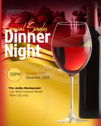 Single dinner night party poster design Instagram Portrait template