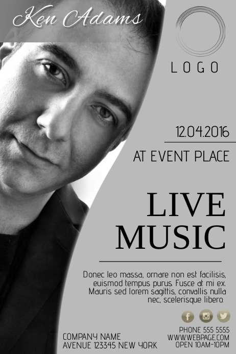 Single Singer Artist Music Band Concert Event Flyer Template Black And White Postermywall