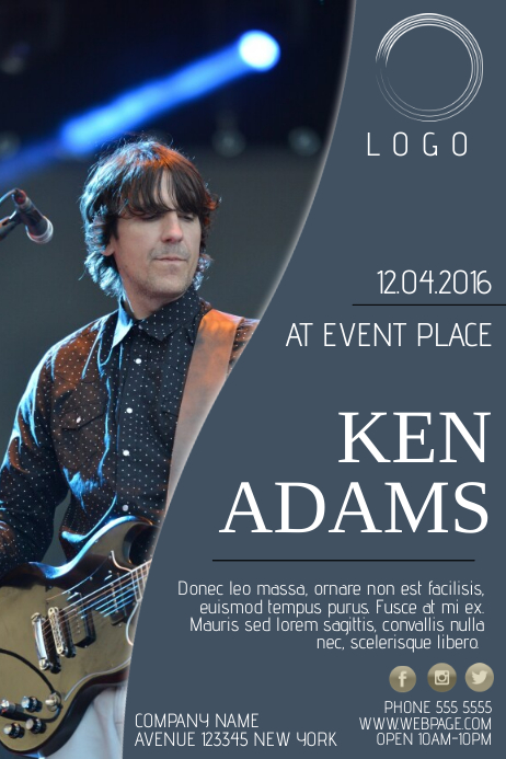 single singer artist music band concert event flyer template blue ...
