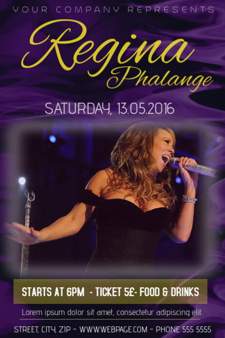 Singer Group Poster single singer or band concert flyer template purple yellow | PosterMyWall