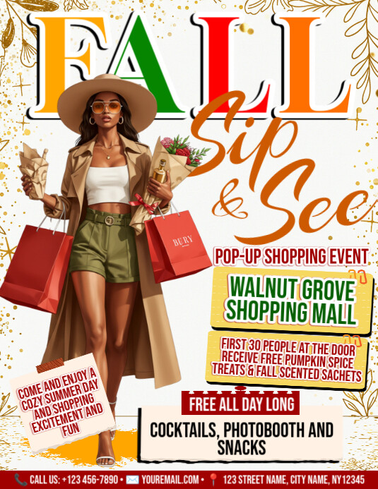SIP, SHOP & SEE – FALL EDITION Løbeseddel (US Letter) template