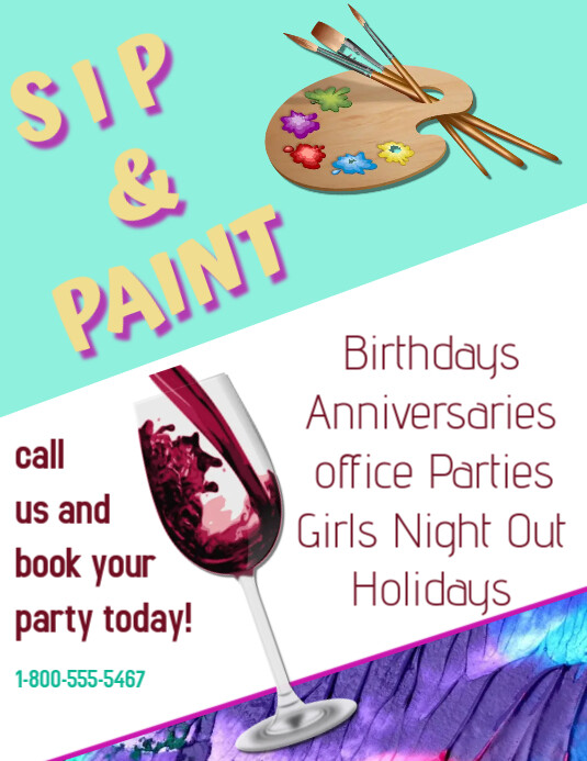 Sip & Paint/parties/birthday/corporate/paint Template PosterMyWall