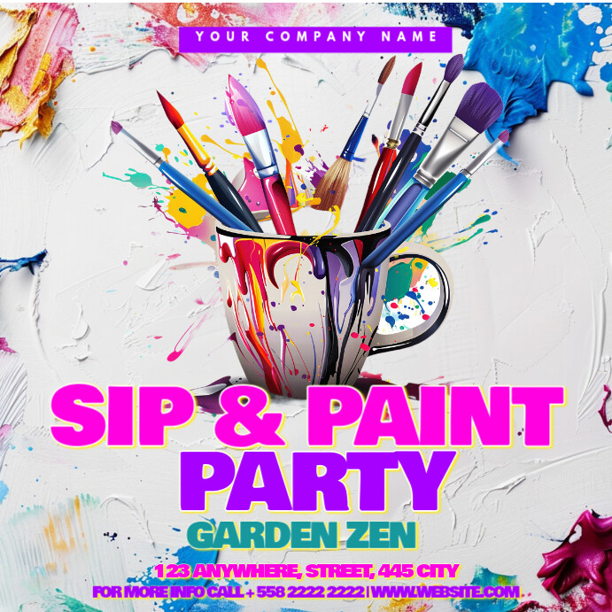 Sip & Paint Party Instagram Post Template | PosterMyWall