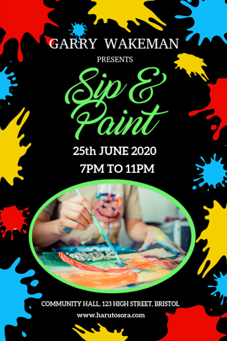 Sip & Paint Poster Template โปสเตอร์
