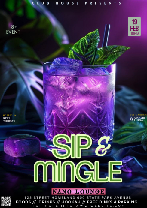 SIP AND MINGLE Club AFFAIR A4 Template | PosterMyWall