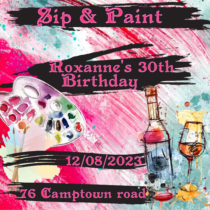 Sip and paint birthday flyer Template | PosterMyWall
