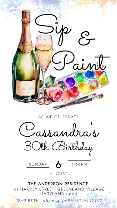 Sip and Paint Instagram Story template