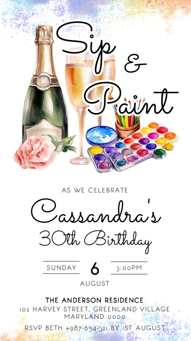 Sip and Paint เรื่องราวบน Instagram template