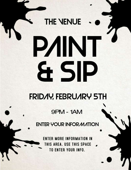 SIP AND PAINT Flyer (format US Letter) template