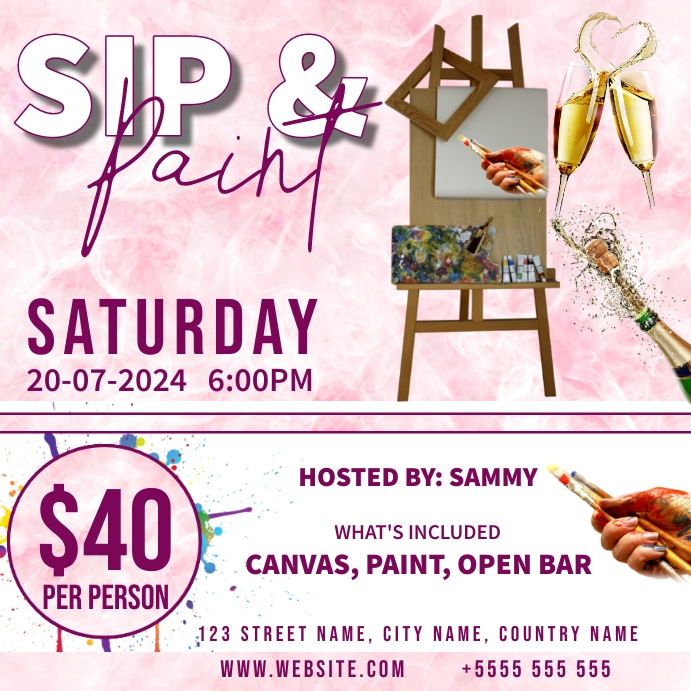 Sip and Paint event template | PosterMyWall
