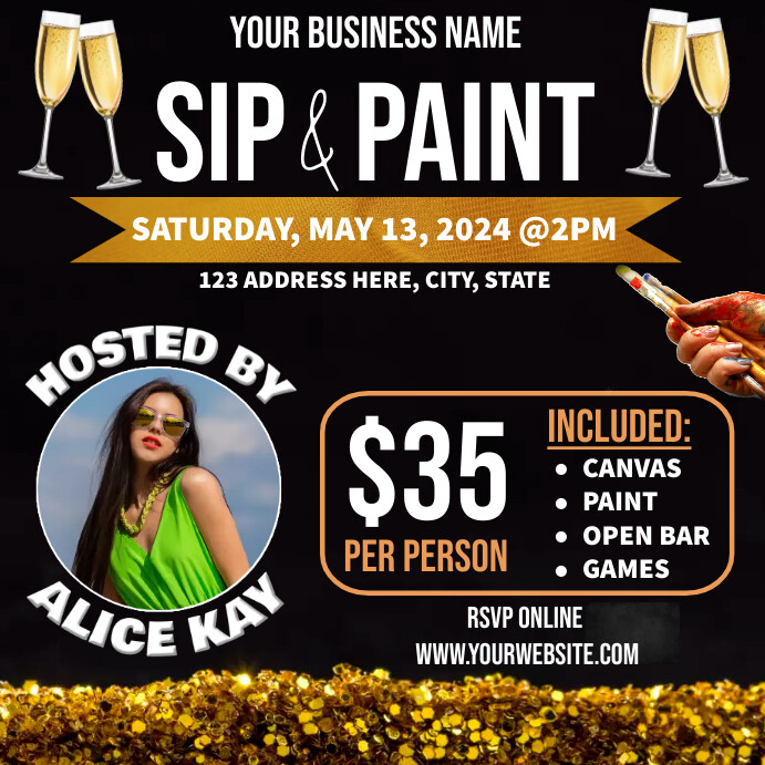 Sip and Paint event template | PosterMyWall
