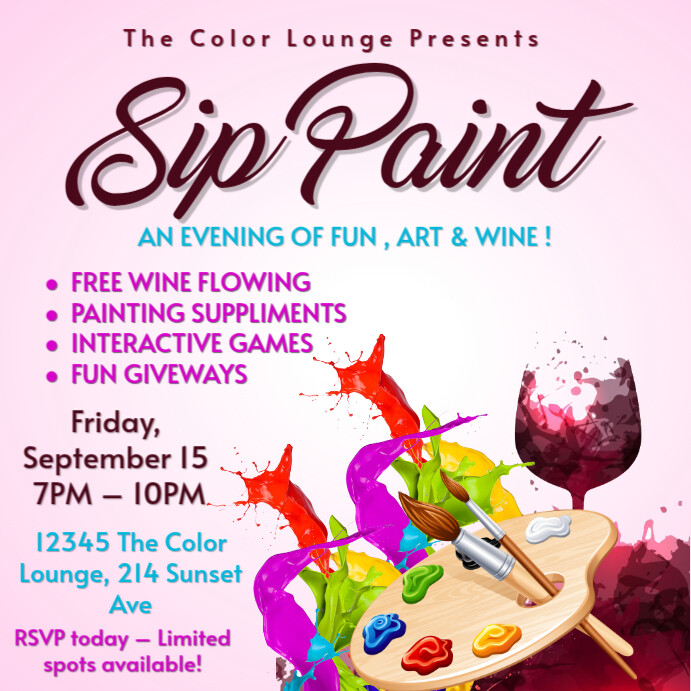 Sip And Paint Flyer Instagram Post template