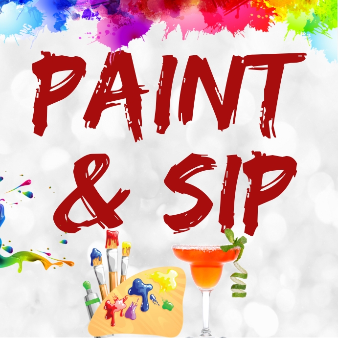 Sip and Paint flyer โพสต์บน Instagram template