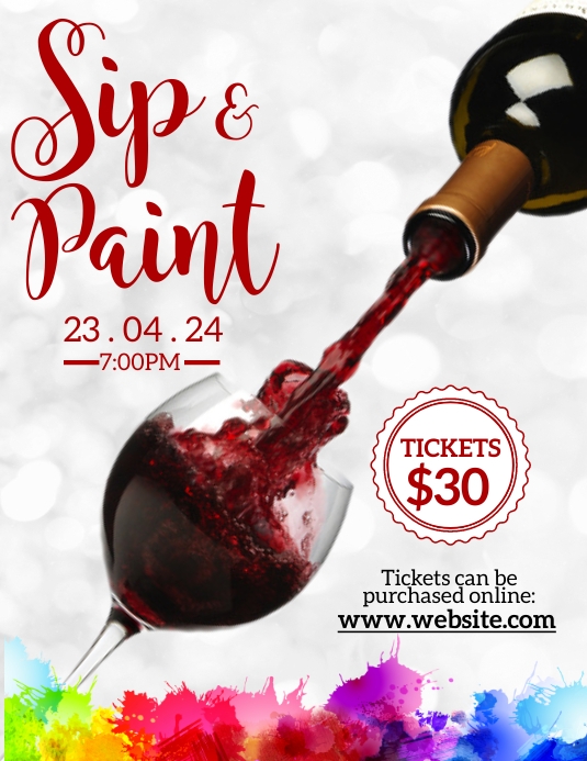 Sip and Paint flyer Folheto (US Letter) template