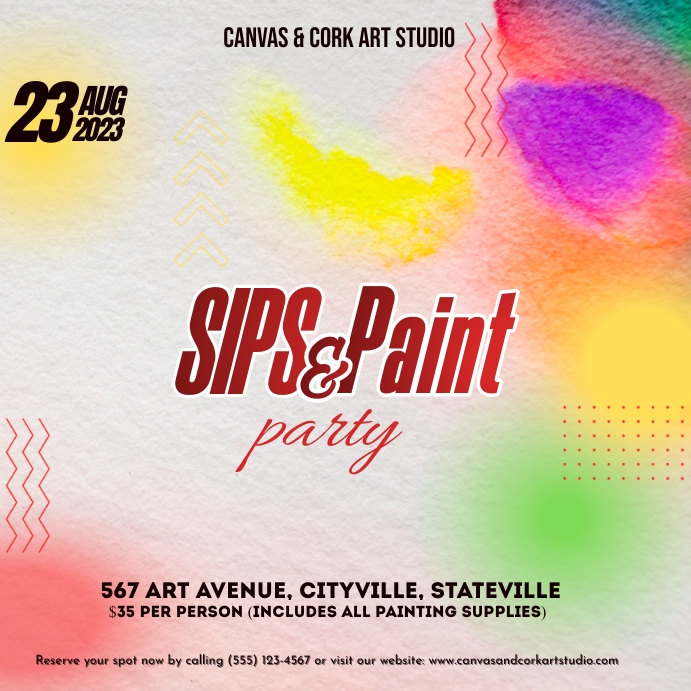 Sip and Paint PARTY Template | PosterMyWall
