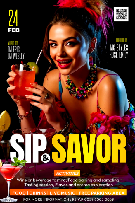 Plantilla de Sip And Savor Wine And Cocktails Tasting Sip & Savour ...