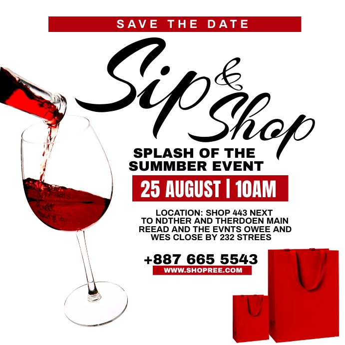 Copy of sip and shop | PosterMyWall