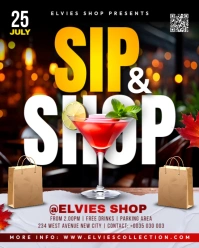 Sip and shop event flyer template Instagram Portrait