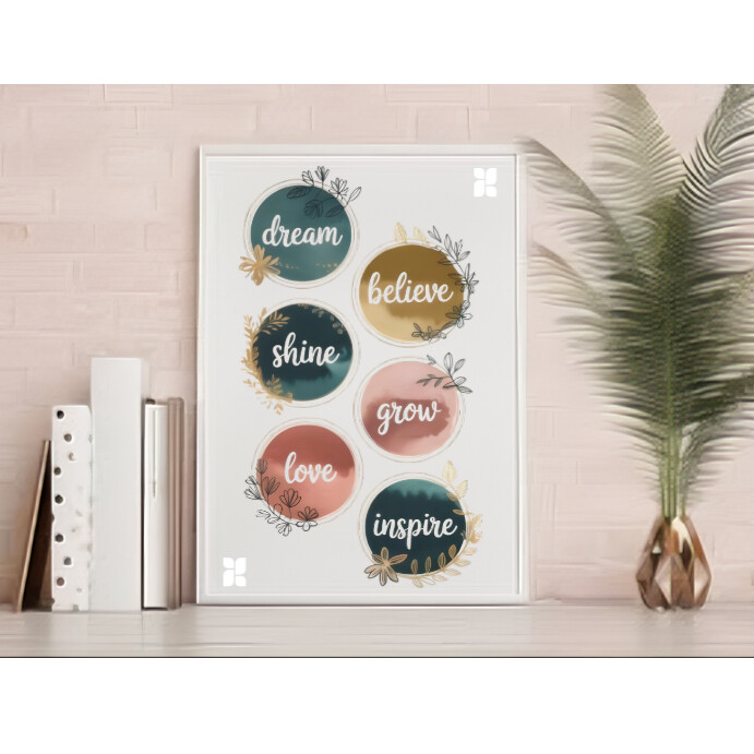 Six Inspirational words wall frame Template | PosterMyWall