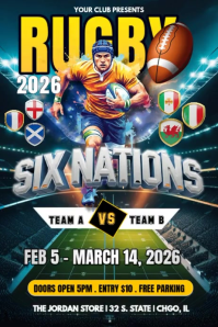 Six Nations Championship 2026 Poster Plakkaat template