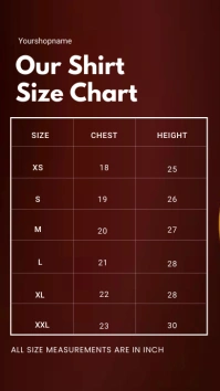 SIZE CHART Instagram-Story template