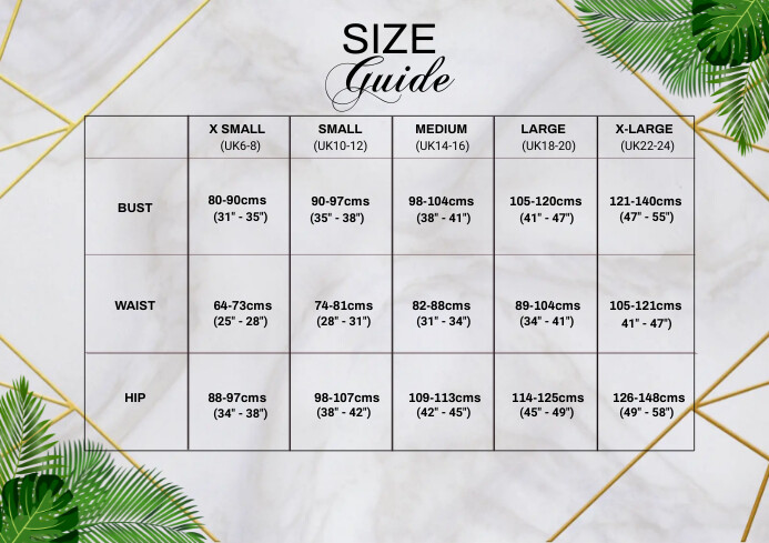 SIZE GUIDE A3 template