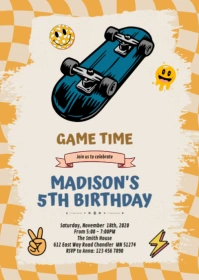 Skateboard Birthday Invitation A6 template