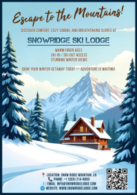 Ski Lodge Poster  Flyer Ad Advertisement Template A4