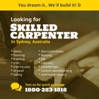 Skilled carpenter flyer template Instagram Post