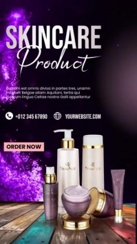 Skin Care Purple Mockups Pantalla Digital (9:16) template