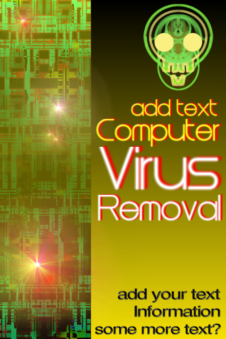 skull computer virus poster template with circuits repair tickets template
