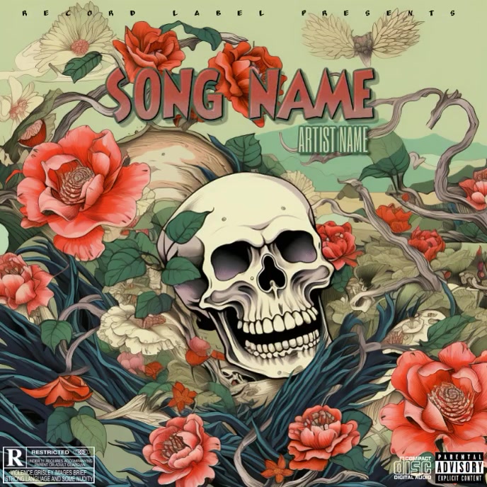 SKULL ROSES ALBUM SONG MIXTAPE COVER TEMPLATE | PosterMyWall