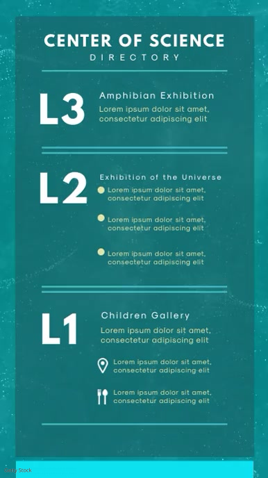 Sky Blue Center of Science Gallery Directory Digital Display (9:16) template