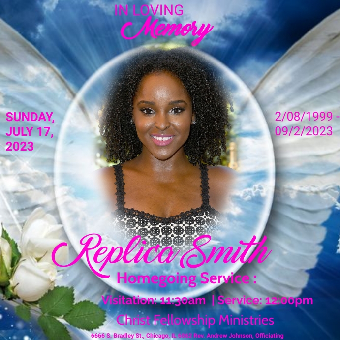 Sky blue Heavenly Home Funeral Announcement Template PosterMyWall