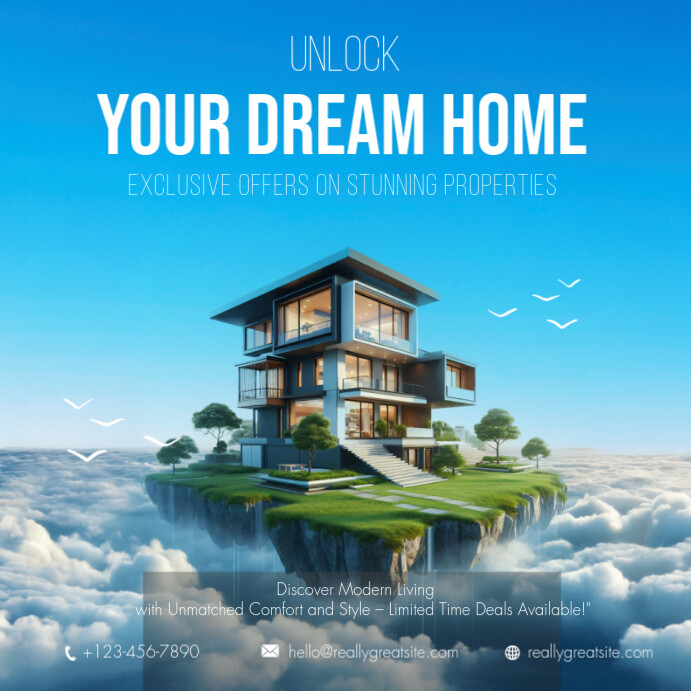 Sky Blue Modern Real Estate Instagram Post Template | PosterMyWall
