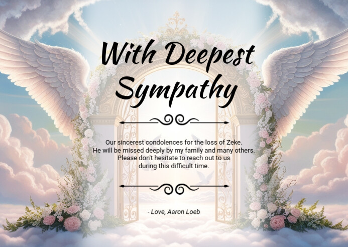 Sky Floral Haven Dove Sympathy Card Postcard Poskaart template