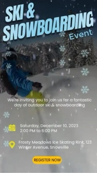 Epic Winter Adventure Flyer – Ski & Snowboarding Event Poster Template Instagram Reel