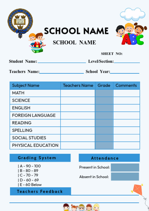 White School Report Card A4 Template | PosterMyWall White School Report Card A4 Template | PosterMyWall