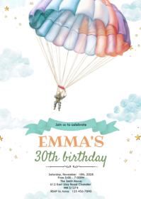 Blanc 30th Birthday Celebration A6 Template