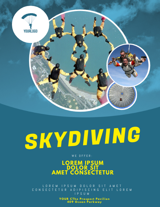 Skydiving Sample Layout SkyDiving Flyer Design Template | PosterMyWall