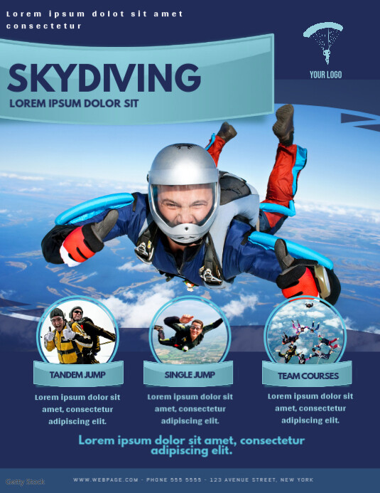 SkyDiving Flyer Design Template 传单(美国信函)