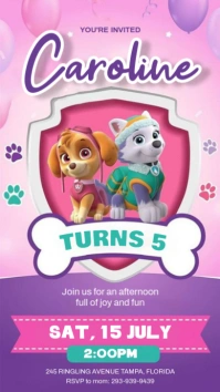 skye paw patrol birthday invitation Instagram Story template