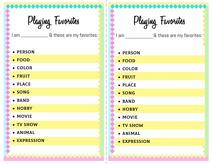 Copy of slambook page or playing favorites game template PosterMyWall