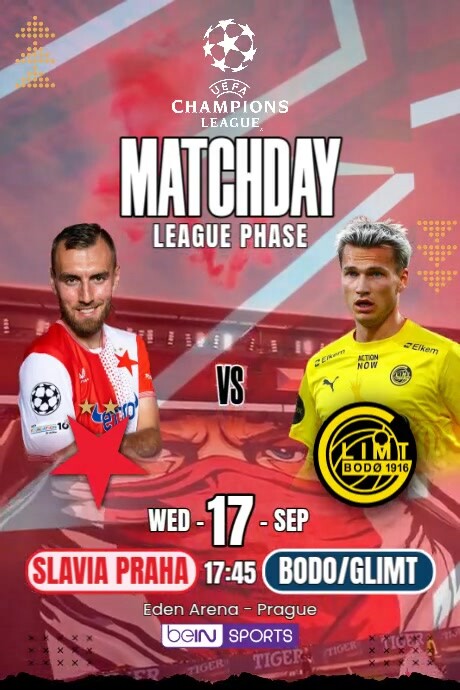 Slavia Praha VS Bodø/Glimt MATCH DAY Template | PosterMyWall